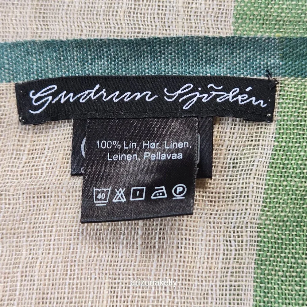 NWOT Linen Gudrun Sjödén Scarf Green Grey Sweden Scandinavian
